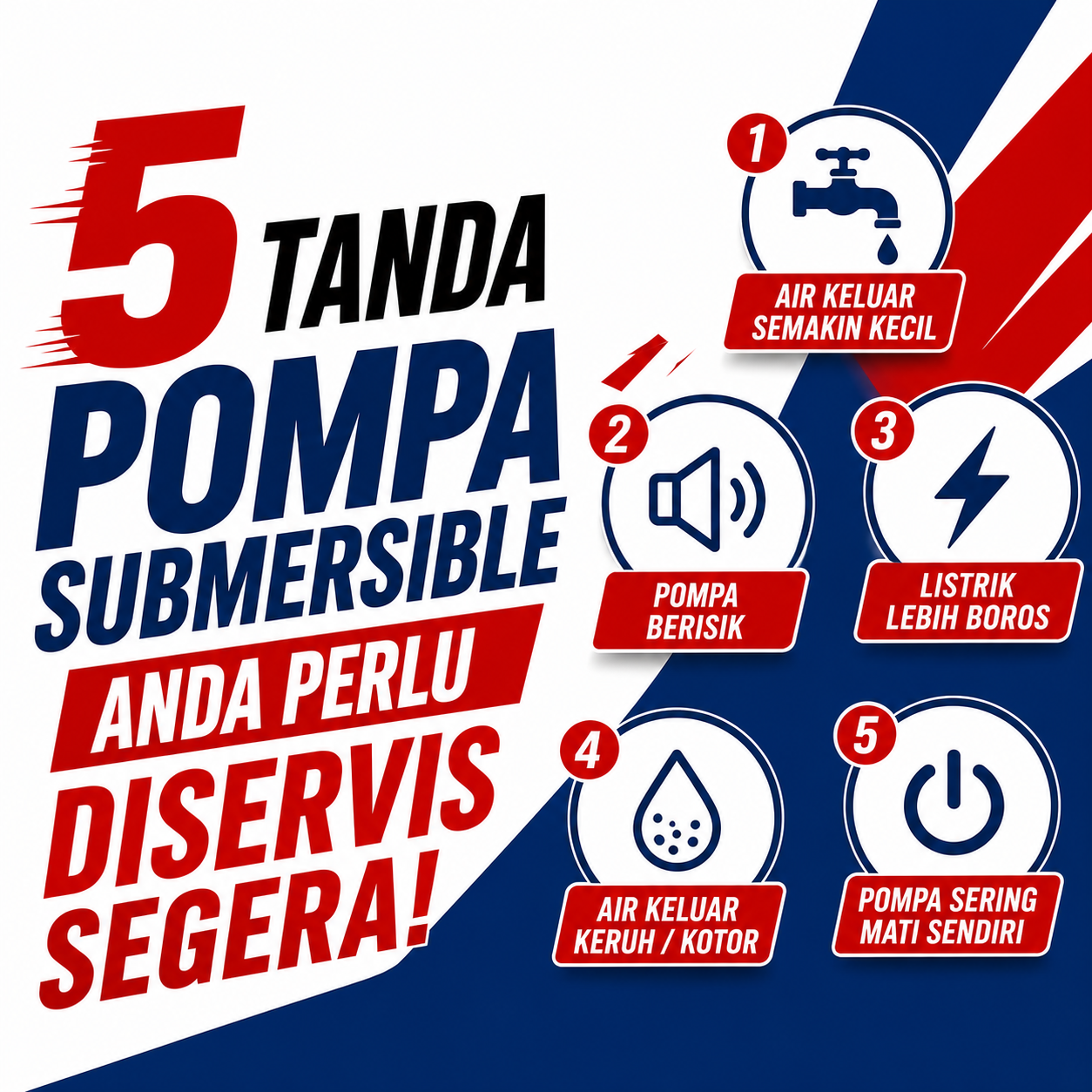 5 tanda pompa submersible perlu diservis